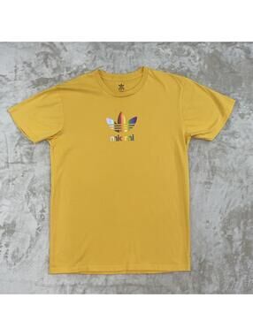 Adidas Men’s Originals MIAMI Rainbow Trefoil T-Shirt Size Medium Gold Tee RARE